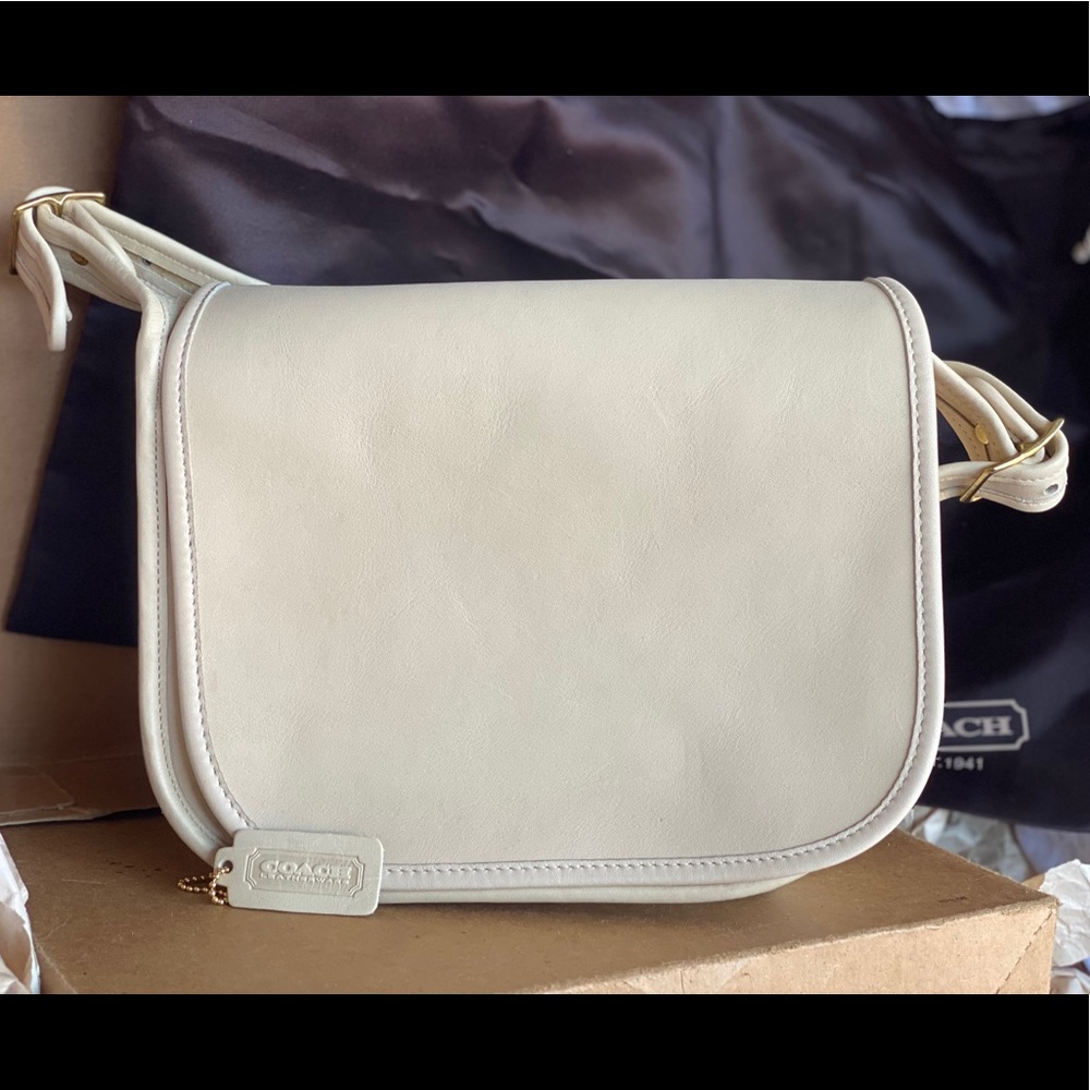 VINTAGE COACH shoulder saddle bag in bone